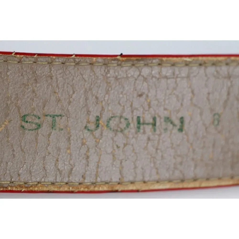 VTG ST. JOHN RED GENUINE LEATHER 1.5